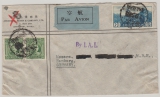 China, 1938, Mi.- Nrn.: 238 (2x) + 267 als MiF auf Luftpost- Auslandsbrief von Shanghai nach Hamburg