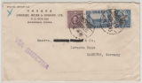 China, 1936, Mi.- Nr.: 255, 285 + 287 als MiF auf Auslandsbrief von Shanghai nach Hamburg