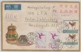 VR- China, 1964, 52 F  MiF vs. + rs. auf Luftpost- Auslandsbrief von Dschengdschou nach Berlin