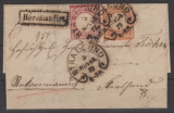 DR- Brustschilder + Hufeisenstempel, 1873, Mi.- Nrn.: 18 + 19 als MiF auf Orts- Einschreiben, innerhalb von Stralsund!