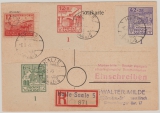 SBZ, Provinz Sachsen, 1946, Mi.- Nr.: 87- 89 B (je ER lu.) u.a., als MiF auf Einschreiben- Fernpostkarte von Halle nach Dresden