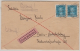 DR / Weimar, 1929, Mi.- Nr.: 393 (2x) als MeF auf Eilboten- Fernbrief von Dresden nach (Berlin-) Neubabelsberg