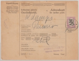 Finnland, 1929, 5 Mk. EF auf Paketkartenstammteil, für 1 Paket von Helsinki nach Paimio
