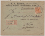 DR, Krone / Adler, 1901 (!), Mi.- Nr.: 49 als EF auf Orts- Einschreiben innerhalb von Hamburg