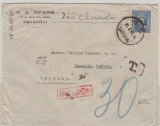 China, 1933, 25 Fen (?) EF auf Auslandsbrief ( via Canada)von Shanhai nach Chemnitz, mit Nachgebühr belegt!