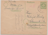 SBZ, Ost- Sachsen, 1945, 6 Pfg.- GS, Mi.- Nr.: P 8, gelaufen als Fernpostkarte von Dresden nach Chemnitz