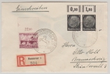 DR / III. Reich, 1937, Mi.- Nrn.: 659 u.a. (je vom OR) in MiF auf Einschreiben- Fernbrief von Hannover nach Braunschweig