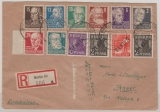Berlin, 1948, Mi.- Nrn.: 1 (2x),2,3, u. SBZ 212- 218 + 220, in MiF auf R.- Auslandsbrief von Berlin nach Tanger (Marokko!)