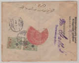 Osmanisches Reich / Türkei, 1916, interessante MiF (vs. + rs.) auf Auslandsbrief von Stambul nach Berlin, mit 2x Zensur!