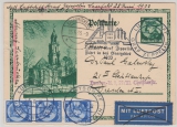 DR, 1933, 6 RPfg.- GS + Mi.- Nr.: 481 (3x) als Zusatz auf Bordpostkarte zur Saarfahrt 1933, Abwurf Saarbrücken nach Dresden
