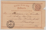 DR, 1875 (!), 1/2 Groschen- GS (Mi.- Nr.: P1)  mit Hufeisenstempel Hagen i. Els. als Fern-  Postkarte nach Strassburg