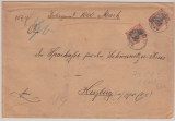 DR, 1903, Mi.- Nr.: 74 (2x) als MeF auf Wert- Fernbrief von Christiansfeld nach Herzberg