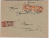 Oberschlesien, 1920, Mi.- Nr.: 20 (3x) als MeF auf Einschreiben- Fernbrief von Kreuzburg nach Wendrien (?) / Kudoba