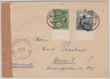 Berlin, 1951, Mi.- Nrn.: 72 + 73 (je vom Ur) als MiF auf Auslandsbrief (mit Zensur) von Berlin nach Wien (A)