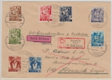 Saarland, 1947, Mi.- Nrn.: 206- 225 in (kpl. Satz!) in MiF auf R- (Eilboten [2x]) Fernbriefen von Dudweiler nach Lössnitz