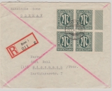 AM- Post, 1946, Mi.- Nr.: 32 (4x, im 4er- Block) in MeF, auf Einschreiben- Fernbrief von Bonn nach Eisenach