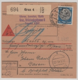DR / III. Reich, 1941, Mi.- Nr.: 527 als EF auf NN- Paketkartenstammteil für 1 Paket von Graz (A) nach Gasen (A), selten!