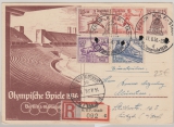 DR / III. Reich, 1936, 15 RPfg.- GS (Mi.- Nr.: 260) + 613- 16 als Zusatz auf R.- Fernpostkarte von Berlin nach München