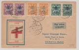 Lettland, 1927, 14 Santimi (Überdruckausgaben-) MiF auf Auslands- Luftpostbrief von Riga nach Genua (It.)