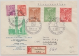 Berlin, 1950, Mi.- Nr.: 88- 90, u.a. auf FDC, gelaufen von Berlin nach Coburg, rs. mit Ankunftsstempel