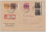 Berlin, 1948, Mi.- Nrn.: Bizone, 36 I (2x), 41 I,  45 I + 47 I, in MiF auf Einschreiben- Fernbrief von Berlin nach Belm