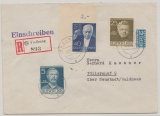 Berlin (in BRD verwendet), 1954, Mi.- Nrn.: 92, 98 + 124 (ER!) in MiF auf Einschreiben- Fernbrief von Freihung nach Wöllershof