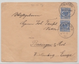 DAP China, 1897, Mi.- Nr.: V48 (2x) als MeF auf Auslandsbrief (2. Gewichsstufe?) von Tientsin nach Baisingen (D. / Württ.)