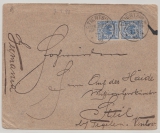 DAP China, 1898, Mi.- Nr.: V48 (2x) als MeF auf Auslandsbrief (2. Gewichsstufe?) von Tientsin nach Tegelen (NL)