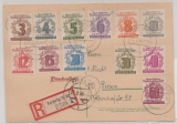 SBZ, West- Sachsen, 1946, Mi.- Nr.: 138- 49, als MiF auf Satz- R.- Fernpostkarte von Leipzig nach Pirna