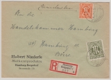 Bizone / AM- Post, 1946, Mi.- Nr.:5 + 29 als MiF auf Orts- Einschreiben innerhalb von Hamburg