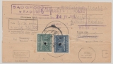 Dt. Bes. II. WK., GG, 1944, Mi.- Nrn.: D26 + D36 in MiF auf Rückschein eines Einschreibens(?) von Grodzki w Radomiu