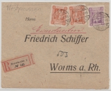 Marienwerder, 1920, Mi.- Nrn.: 4 (2x) + 8 als MiF auf Einschreiben- Fernbrief von Deutscheylau nach Worms