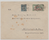 Memel, 1922, Mi.- Nrn.: 61 + 66 als MiF auf Fernbrief von Insterburg (Bahnpost => Memel) nach München