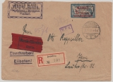 Memel, 1922, Mi.- Nrn.: 38 als EF auf Eilboten- Einschreiben- Fernbrief von Heydekrug nach Jena, vs. mit Zensur!