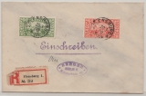 Dt. Abstimmungsgebiete, Schleswig, 1920, Mi.- Nrn.: 13 + 14 als MiF auf Einschreiben- Fernbrief von Flensburg nach Berlin
