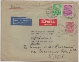 DR / III. Reich, 1935, Mi.- Nr.: 515 + 524 + GB- Zusatzfrankatur auf Express- Luftpost- Auslandsbrief von Hamburg nach Grantham (GB)