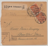 DR, Infla, 1922, Mi.- Nr.: 189 (6x, [vs + rs.]) als MeF auf Paketkartenstammteil für 1 Paket von Halberstadt nach FF/M