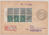 D., Kontrollrat / West, 1948, Mi.- Nr.: HBl. 123 auf Einschreiben- Fernbrief von Hardheim nach Augsburg