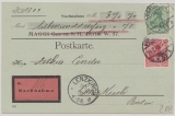 DR, Germania o.Wz., 1903, Mi.- Nr.: 70 + 71 als MiF auf Nachnahme- Postkarte von Berlin nach Lenzkirch