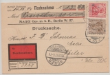 DR, Germania 1907, Mi.- Nr.: 84 I + 86 I als MiF auf Nachnahme- Fern- Drucksachen- Postkarte, von Berlin nach Weiler