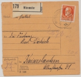 Bayern, 1916, Mi.- Nr.: 99 I als EF auf Paketkartenstammteil für ein Paket von von Winnweiler nach Kaiserlautern, geprüft!