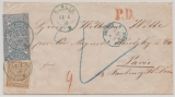 NDP, 1868, Mi.- Nrn.: 5 (2x) + 6 als MiF auf Auslandsbrief von Berlin nach Paris, interessante Portostufe!!!