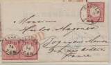 DR, Brustschilder, 1874, Mi.- Nr.: 19 (3x), als MeF auf Auslandsbrief von Aachen nach Bogny-sur- Meuse (Fr.), Befund BPP