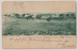 DSWA, 1900 / 01, (Marke leider entfernt) Bildpostkarte (Ansicht: Keetmanshoop von Westen) von Outjo nach Forst