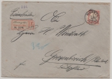 DOA, 1902, Mi.- Nr.: 16, als EF, auf Einschreiben- Fernbrief, gelaufen von Muanza nach Grevenbroich