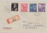 Dt. Bes. B + M, 1943, Mi.- Nrn.: 128- 131 (mit 131I) als MiF auf Einschreiben- Fernbrief von Prag nach Radebeul