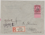 Dt. Kolonien, Kiautschou, 1907, Mi.- Nr.: 23 als EF, auf Einschreiben- Fernbrief von Litsun, nach Erfurt