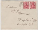 DR, DAP China, Deutsche Seepost, Ostasiatische Linie, e, 1912, Mi.- Nr.: DR 86 I (2x), als MeF auf Brief nach Königstein