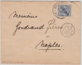 DR, DAP China, 1899, Mi.- Nr.: 4 I, als EF auf Auslandsbrief von Shanghai nach Neapel (It.)