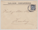 DAP, Türkei, 1898, Mi.- Nr.: 8 als EF auf Brief von Constantinopel nach Hamburg
